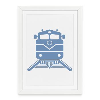 Train Locomotive Express Train Trainspotting - Affiche encadrée (27 × 37 cm) - blanc - Devant