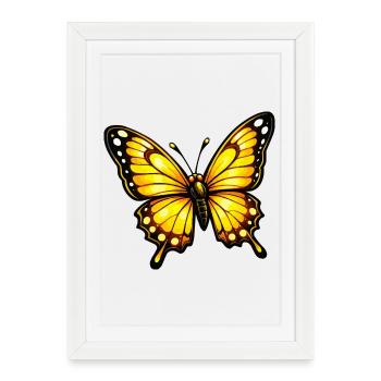 Yellow Orange Butterfly Pattern - Framed poster (27 × 37 cm) - white - Front