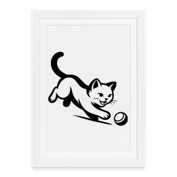 Chat - Affiche encadrée (27 × 37 cm) - blanc - Devant
