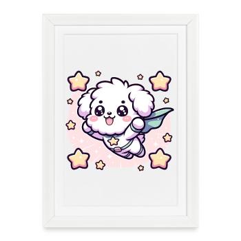 Hero Poodle Superhero Doggy Super Dog Puppy - Framed poster (27 × 37 cm) - white - Front