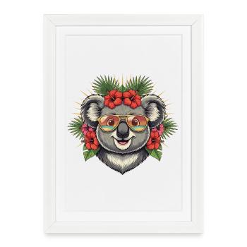 Tropical koala with sunglasses - Framed poster (27 × 37 cm) - white - Front