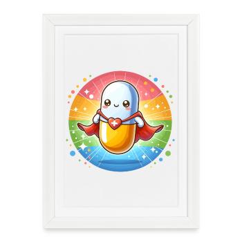 Médecin Médecine Médicament de la Pilule de Super-Héros Infirmière - Affiche encadrée (27 × 37 cm) - blanc - Devant