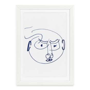 Face : Blue and angry - artful gift - Framed poster (27 × 37 cm) - white - Front