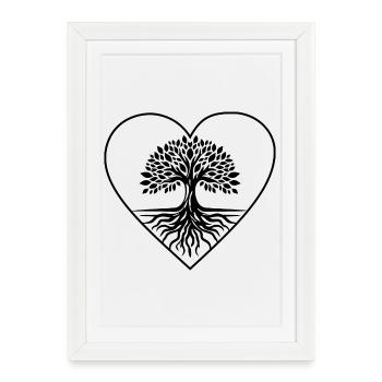 Cœur Noir de l’Arbre de Vie - Symbole d’Amour et de Pouvoir - Affiche encadrée (27 × 37 cm) - blanc - Devant