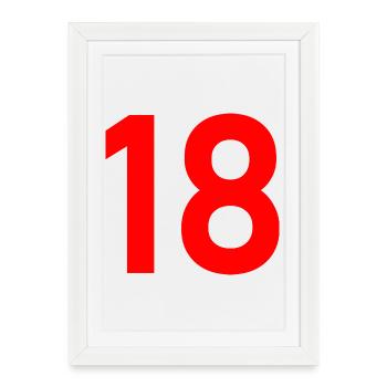 18. 18 YEARS OLD. 18th ANNIVERSARY. 18 BIRTHDAY. - Framed poster (27 × 37 cm) - white - Front