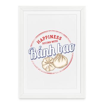 Raviolis Bánh Bao ou Raviolis millésimés Baozi - Affiche encadrée (27 × 37 cm) - blanc - Devant