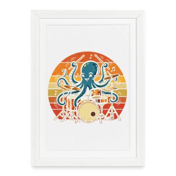 Octopus Rhythm Drummer - Framed poster (27 × 37 cm) - white - Front