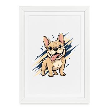 Franz Bulldog Fun - Affiche encadrée (27 × 37 cm) - blanc - Devant