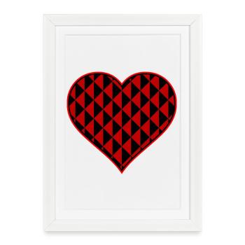Heart with red triangle shapes - Framed poster (27 × 37 cm) - white - Front