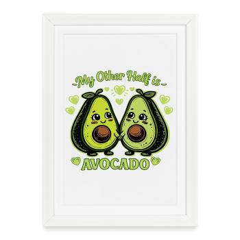 Mon autre moitié, c’est un t-shirt drôle d’avocat - Affiche encadrée (27 × 37 cm) - blanc - Devant