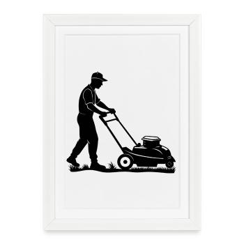 Tondeuse à gazon - Affiche encadrée (27 × 37 cm) - blanc - Devant