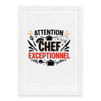 Attention Exceptional Chef - Framed poster (27 × 37 cm) - white - Front