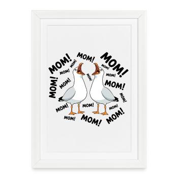 Maman Mouette Drôle Maman Mouettes Humour de la fête des mères - Affiche encadrée (27 × 37 cm) - blanc - Devant