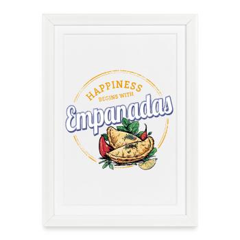 Empanada Snack Vintage Spain Retro Dumplings - Framed poster (27 × 37 cm) - white - Front