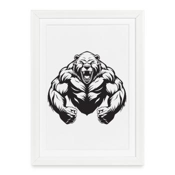Grizzly Bear Workout - Framed poster (27 × 37 cm) - white - Front