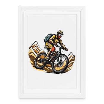 Mountain Bikers Sports Mountain Biking - Framed poster (27 × 37 cm) - white - Front