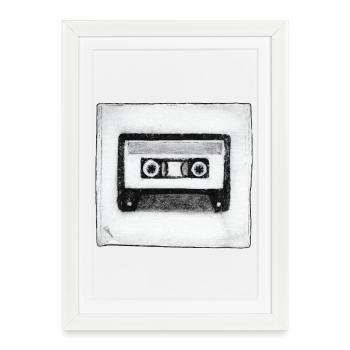 Cassette - hand carved artwork - Framed poster (27 × 37 cm) - white - Front