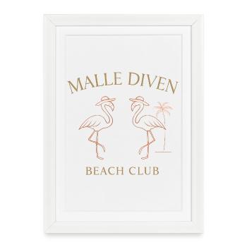 Malle Diven Beach Club Flamingo Mallorca Party - Affiche encadrée (27 × 37 cm) - blanc - Devant