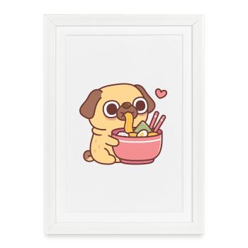 Mignon carlin adore les nouilles ramen japonaises - Affiche encadrée (27 × 37 cm) - blanc - Devant