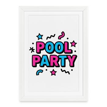 Lettrage des fêtes à la piscine des années 90 - Affiche encadrée (27 × 37 cm) - blanc - Devant