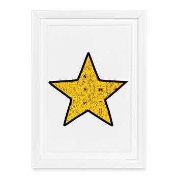 Imprimé vintage en étoile dorée - Affiche encadrée (27 × 37 cm) - blanc - Devant