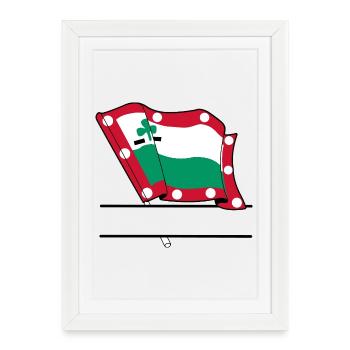 Drapeau Meppeldag – Conception personnalisée de la ville - Affiche encadrée (27 × 37 cm) - blanc - Devant