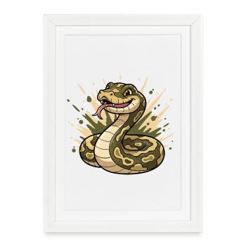 Serpent comique en camouflage avec langue - Affiche encadrée (27 × 37 cm) - blanc - Devant
