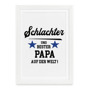 Meilleur Papa Anniversaire de la fête des pères de Butcher - Affiche encadrée (27 × 37 cm) - blanc - Devant