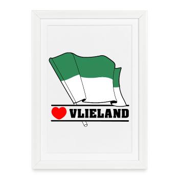 J’adore Vlieland – Design du drapeau de l’île - Affiche encadrée (27 × 37 cm) - blanc - Devant