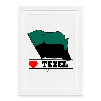 J’adore Texel – Design du drapeau de l’île - Affiche encadrée (27 × 37 cm) - blanc - Devant
