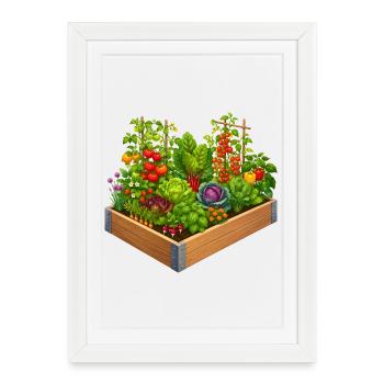 Jardin potager coloré en massifs surélevés Design nature - Affiche encadrée (27 × 37 cm) - blanc - Devant