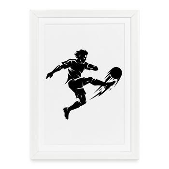 Footballer Silhouette - Framed poster (27 × 37 cm) - white - Front