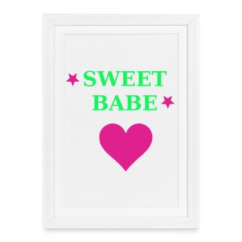 Faute de frappe de cœur néon de Sweet Babe - Affiche encadrée (27 × 37 cm) - blanc - Devant