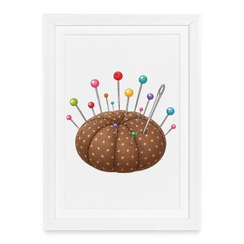 Pincushion with colorful pins - Framed poster (27 × 37 cm) - white - Front