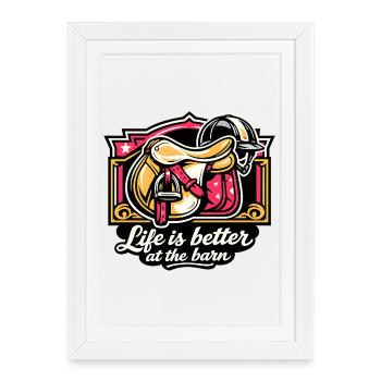 Life better in the barn - Framed poster (27 × 37 cm) - white - Front