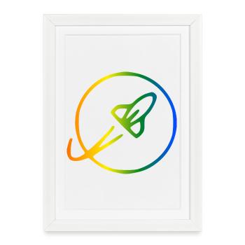 Orbite arc-en-ciel de la fusée - Affiche encadrée (27 × 37 cm) - blanc - Devant