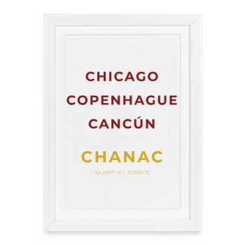 Chanac Lozère - Chicago - Copenhague - Cancùn - Affiche encadrée (27 × 37 cm) - blanc - Devant