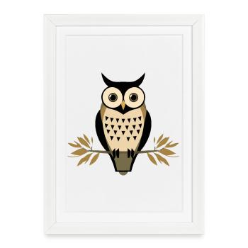 Symbole de la nature de la chouette urbaine Streetwear - Affiche encadrée (27 × 37 cm) - blanc - Devant