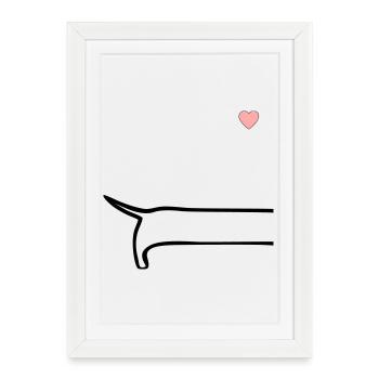 Minimalist Dog Back - Framed poster (27 × 37 cm) - white - Front
