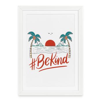 BeKind Sunset Palm Tee - Framed poster (27 × 37 cm) - white - Front
