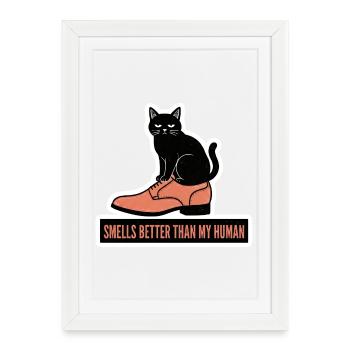 Funny Black Cat In Shoe Smells Better Humor - Framed poster (27 × 37 cm) - white - Front