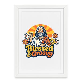 Groovy Jesus Peace - Framed poster (27 × 37 cm) - white - Front