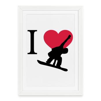 I Love Snowboarding - Framed poster (27 × 37 cm) - white - Front