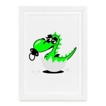 Un bébé petit dragon avec sucette - Affiche encadrée (27 × 37 cm) - blanc - Devant