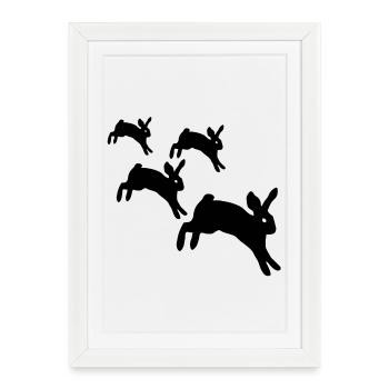 Jumping rabbits - Framed poster (27 × 37 cm) - white - Front