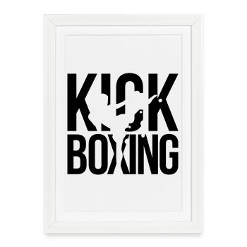 boxe kick boxing - Affiche encadrée (27 × 37 cm) - blanc - Devant