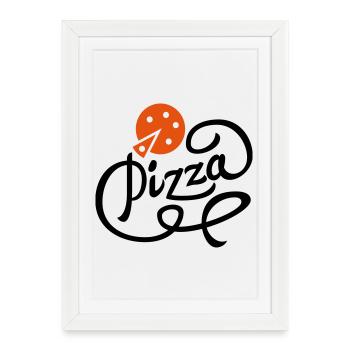pizza - Affiche encadrée (27 × 37 cm) - blanc - Devant
