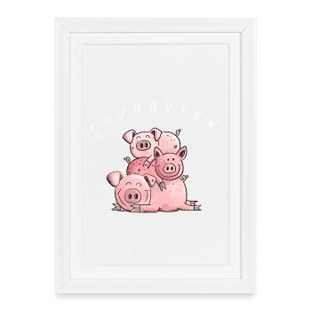 Little Booze I Fun Shirt Porc Animaux - Affiche encadrée (27 × 37 cm) - blanc - Devant