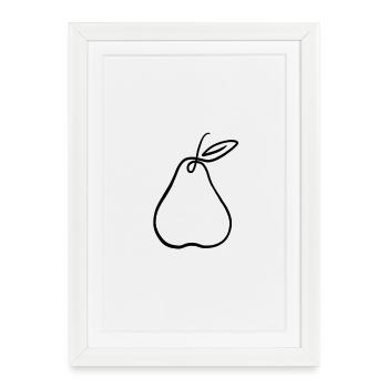 Pear Illustration – Minimal Fruit Design - Framed poster (27 × 37 cm) - white - Front