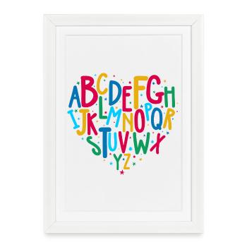 Cœur en forme d’alphabet coloré - Affiche encadrée (27 × 37 cm) - blanc - Devant